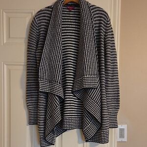 Merona Black and White Striped Cardigan